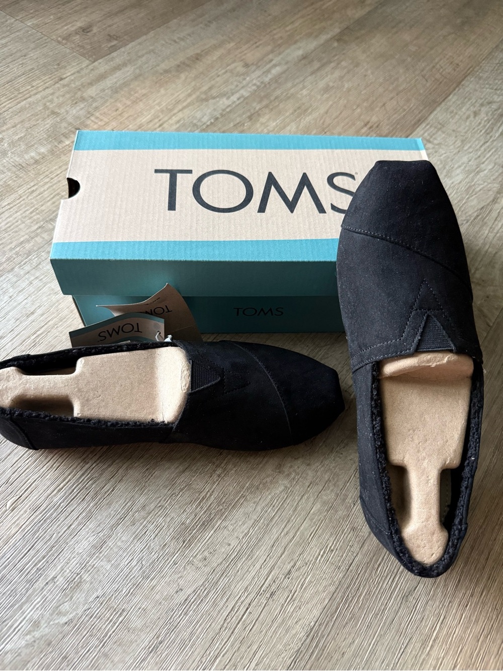 TOMS Black Repreve Microfiber/Faux Shearling Alpargata Women's Slip-Ons Size 10